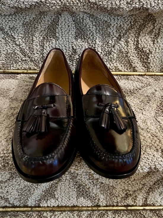 EUC Men\'s Cole Haan Pinch Tassel Loafers Shoes in Burgundy Brown Size 11 D